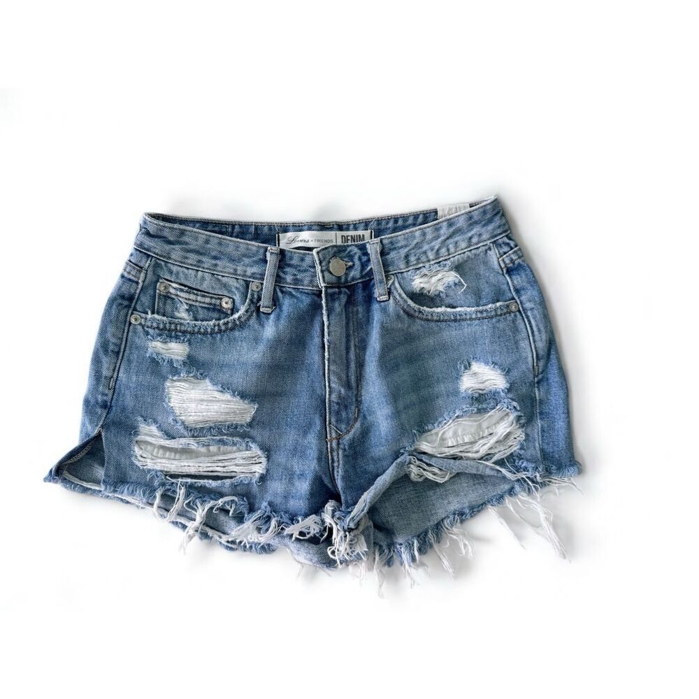 Lovers + Friends Distressed Denim Jean‎ Shorts Sz 26
